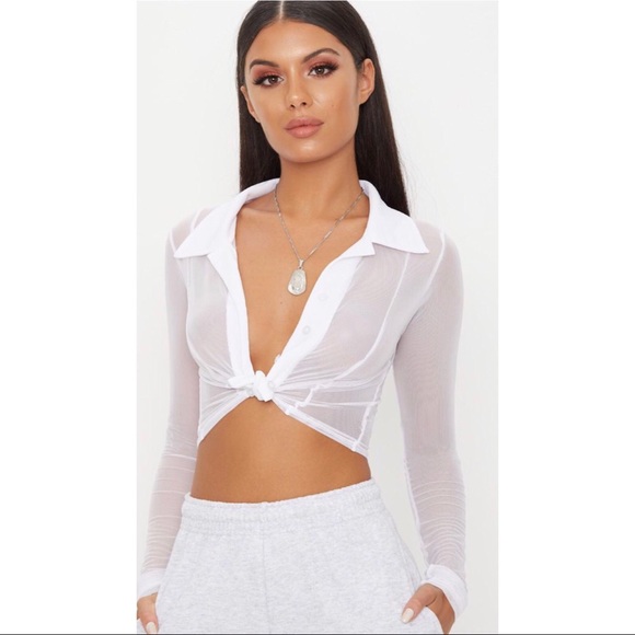 PrettyLittleThing Tops - White Mesh Top